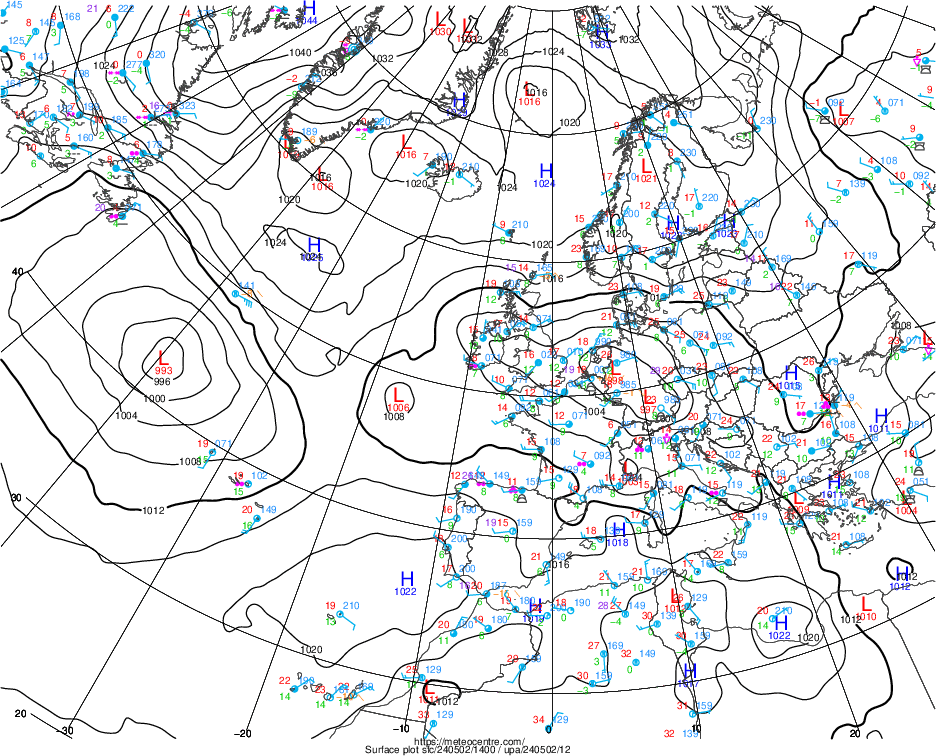 latest surface pressure map