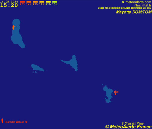 Carte de situation et alertes météo temps réel : Mayotte